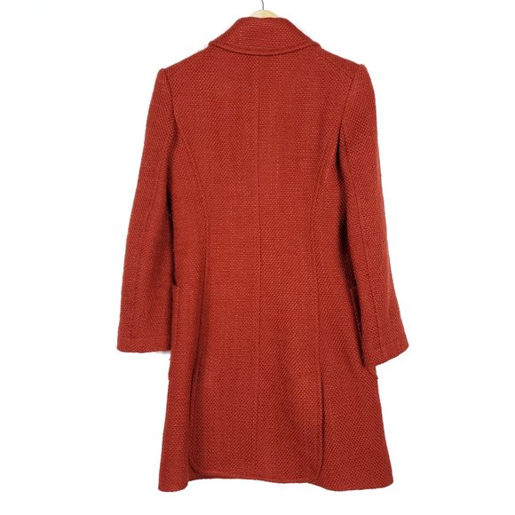 Theory Orange Tweed Button Up Sonoa Wool Coat - Picture 6 of 9